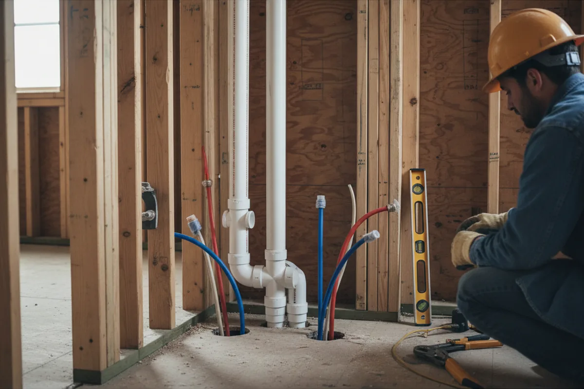 Drain and supply rough-in during Leak Detection in Letona